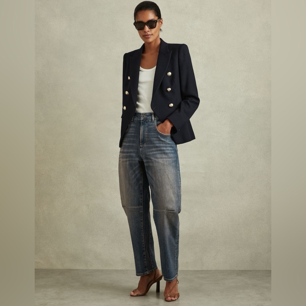 Reiss Mahni Washed Barrel Leg Jeans 24R